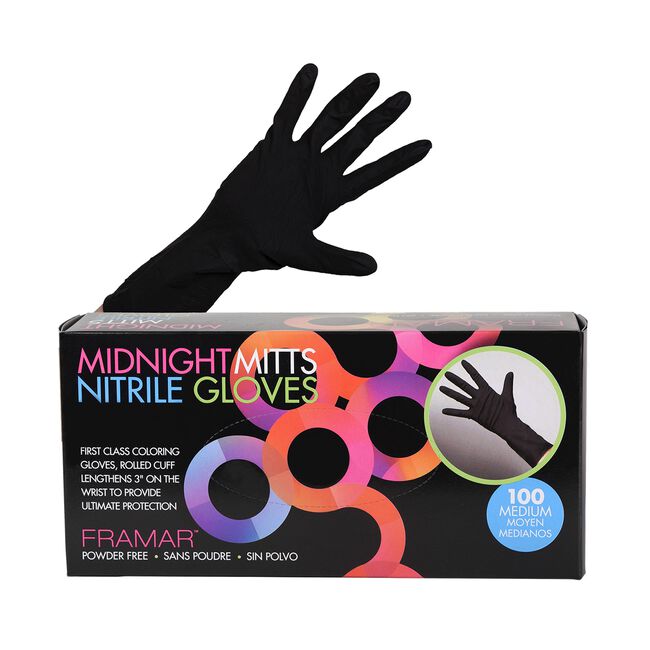 White Smoke Framar Midnight Mitts Nitrile Gloves - Medium 100 Count