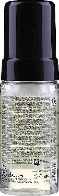 Black Davines Liquid Spell Reinforcing Bodifying Fluid, Leave-In Fine Hair Mousse