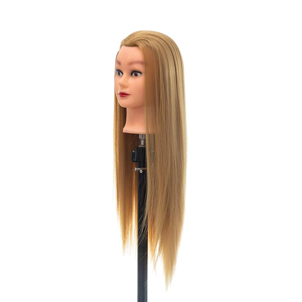 White Smoke Cosmetology Mannequin Head Hair Styling 26-28inch Training Head Synthetic Fiber Manikin Head Doll Head with Clamp (#27 Blonde 20Inch)