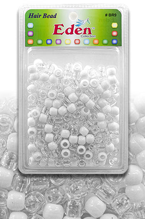 Eden XLG Blister Med Round Bead -Clear&White #BR9CW -pk