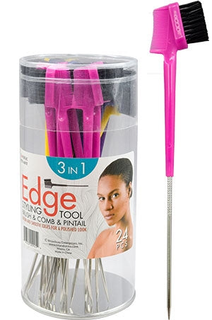 Donna 3 In 1 Edge/Comb/Pin Tail Brush(24pc/Jar) #925-jar