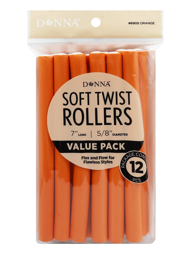 Donna Soft Twist Rollers 7" #6905 Orange -pc