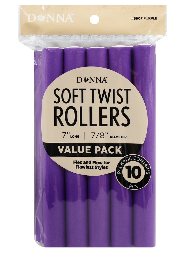 Donna Soft Twist Rollers 7" #6907 Purple -pc