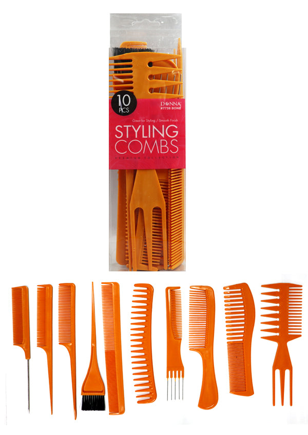 Donna Styling Combs #7738 Bone (10 pc/pk) -pc