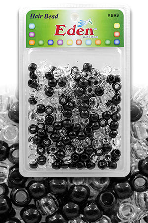 Eden XLG Blister Med Round Bead -Black&Clear #BR9BC -pk