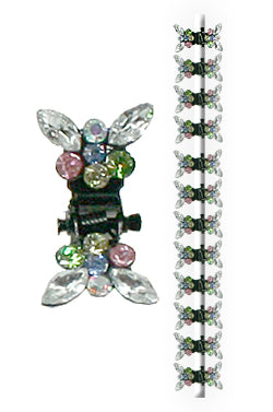 Stone Hair Clip (12 clips) #2656 Clear -Strip