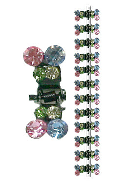 Stone Hair Clip (12 clips) #2657 Clear -Strip