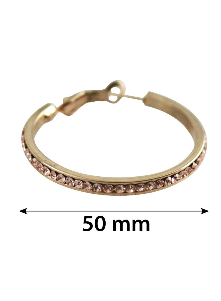 Stone Hoop Earring 5.0 #3224 Gold Gold 5.0 - pair