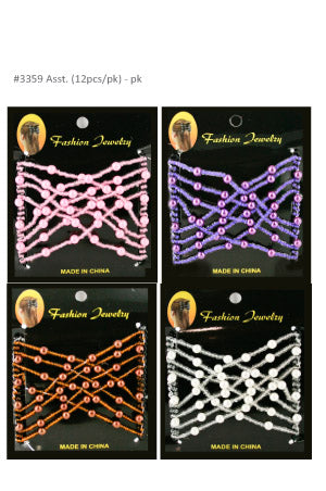 Swinky Hair Comb (12pcs/pk) #3359 -pk (Pin3,Br3,Wht3,Pur3)
