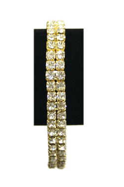 Rhine Stone Bracelet Gold (S) - 2Line