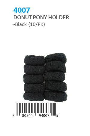 Donut Ponytail Holder #4007 Black (10/pk)