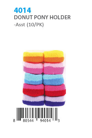 Donut Ponytail Holder #4014 Asst (10/pk)