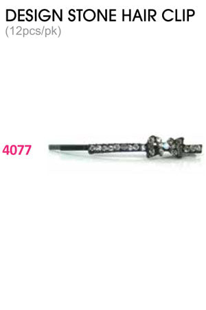 Design Stone Hair Clip : (12pcs /pk) #4077 -pk