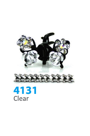 Stone Hair Clip (12 clips) #4131 Clear Butterfly -Strip
