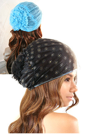Fashion Net Cap Color w Flower Shape #5676 -pc