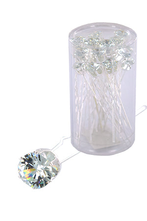 Stone Hair Pin (20/jar) #6737 Silver - jar (round)