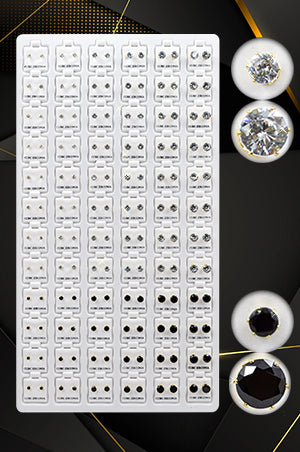 Stone Earring 72pair Clear / Black (Gold )#99920-pk