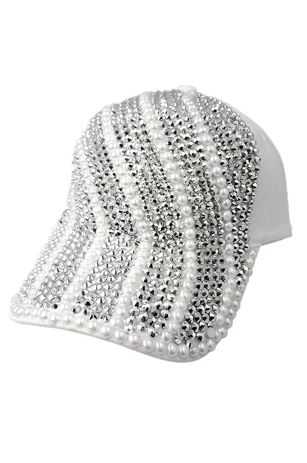 SMA RINESTONE CAP 08-White Pearl