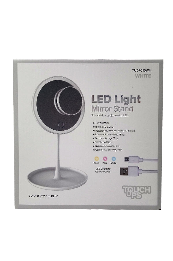 Touch Ups LED Light Mirror Stand-White #TU67010WH-pc
