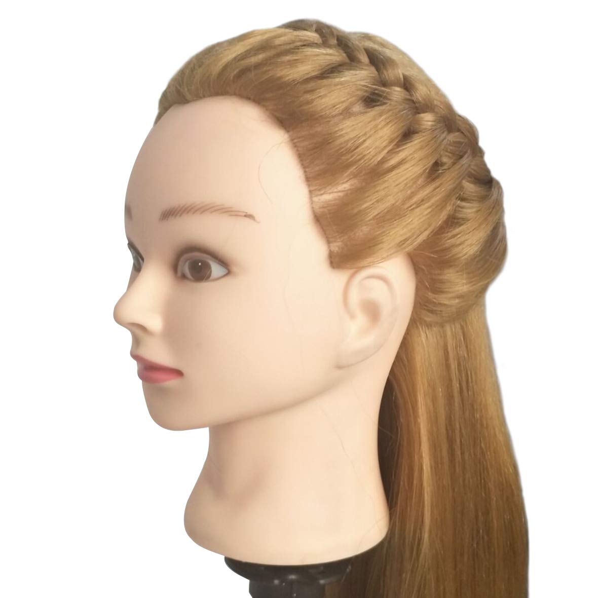 White Smoke Mannequin Head With Human Hair 22-24 Inch Blonde 60% Real Hair Cosmetology Manicans Head for Practicing Braiding Styling Cutting Doll Head with Clamp Holder