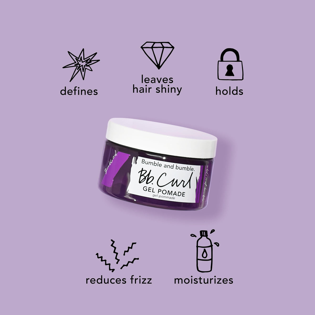 Gray Bumble and bumble. Curl Gel Pomade | Adds Shine and Definition to Coily, Curly, Wavy Hair | Anti Frizz | Adds Shine | With Jojoba, Avocado + Coconut Oil | Standard Size, 3.4 Fl Oz