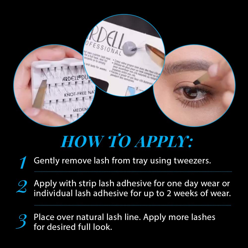 Black Ardell Individuals False Eye Lashes - Medium Black, DIY Lash Clusters, Lash Band, Long-Lasting Eyelash Extensions, 4 Pack