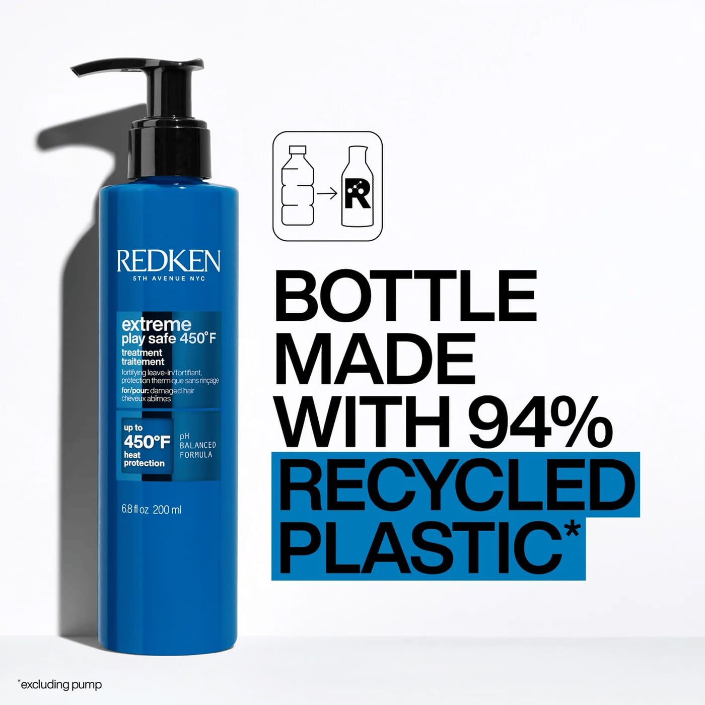 White Smoke Redken Extreme Play Safe Heat Protectant Spray & Leave In Conditioner| For All Hair Types | Helps Reduce The Appearance of Split Ends | With Tourmaline | 6.8 Fl Oz