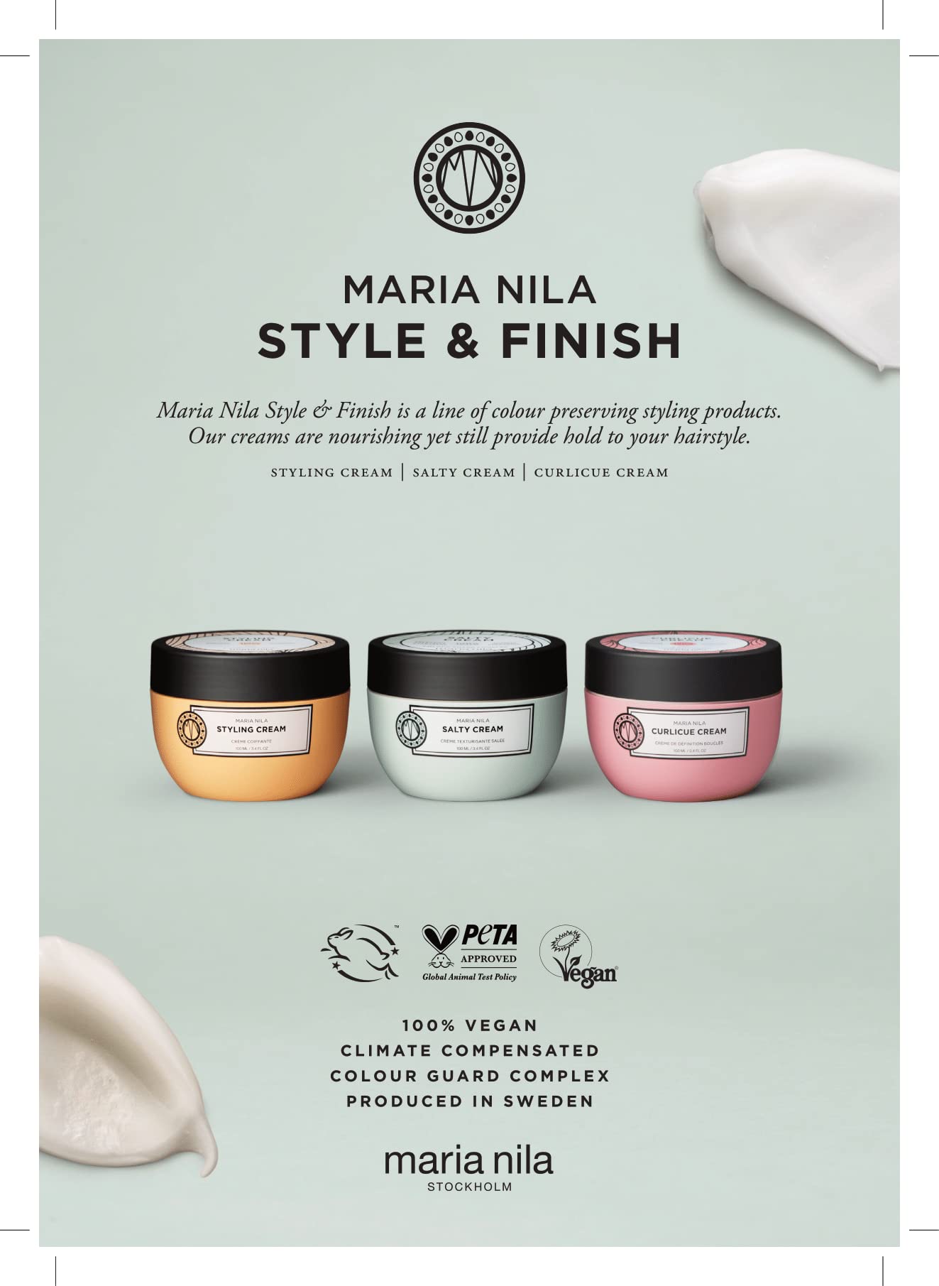 Light Gray Maria Nila Curlicue Cream, Hold 3/5, Enhances Curls & Waves, Chamomile Hydrates & Prevents Frizz, 100% Vegan & Sulfate/Paraben free, 3.4 Fl Oz