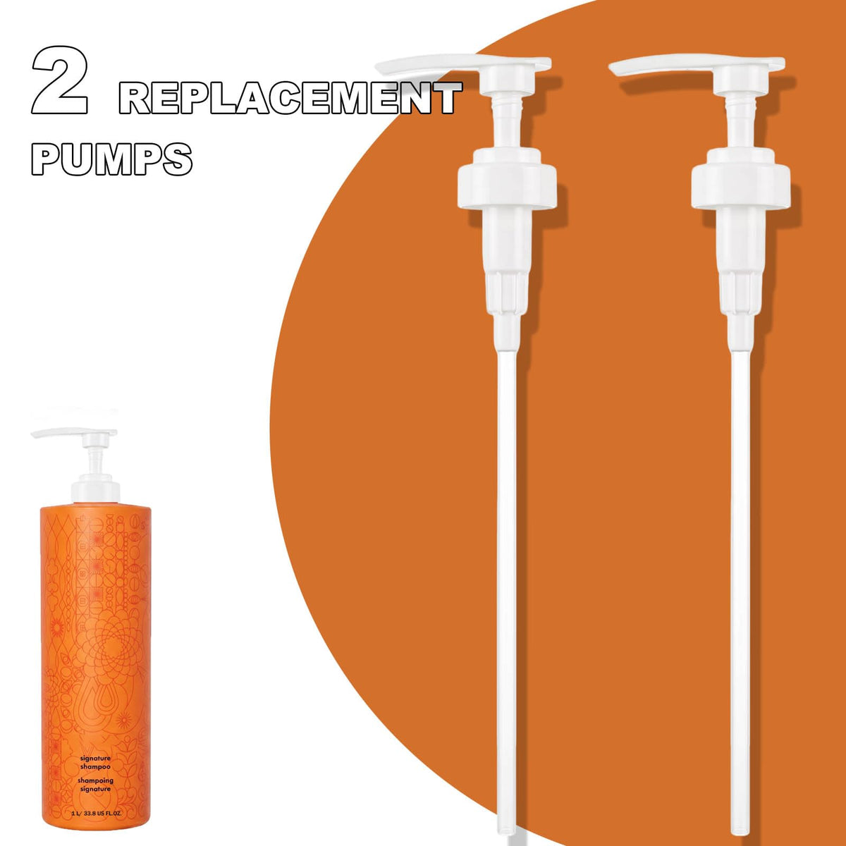 White Smoke Shampoo and Conditioner Pump Compatible with amika 1L/33.8 Fl Oz Bottles, Dispensing Liter Pump for amika Shampoo and Conditioner, White