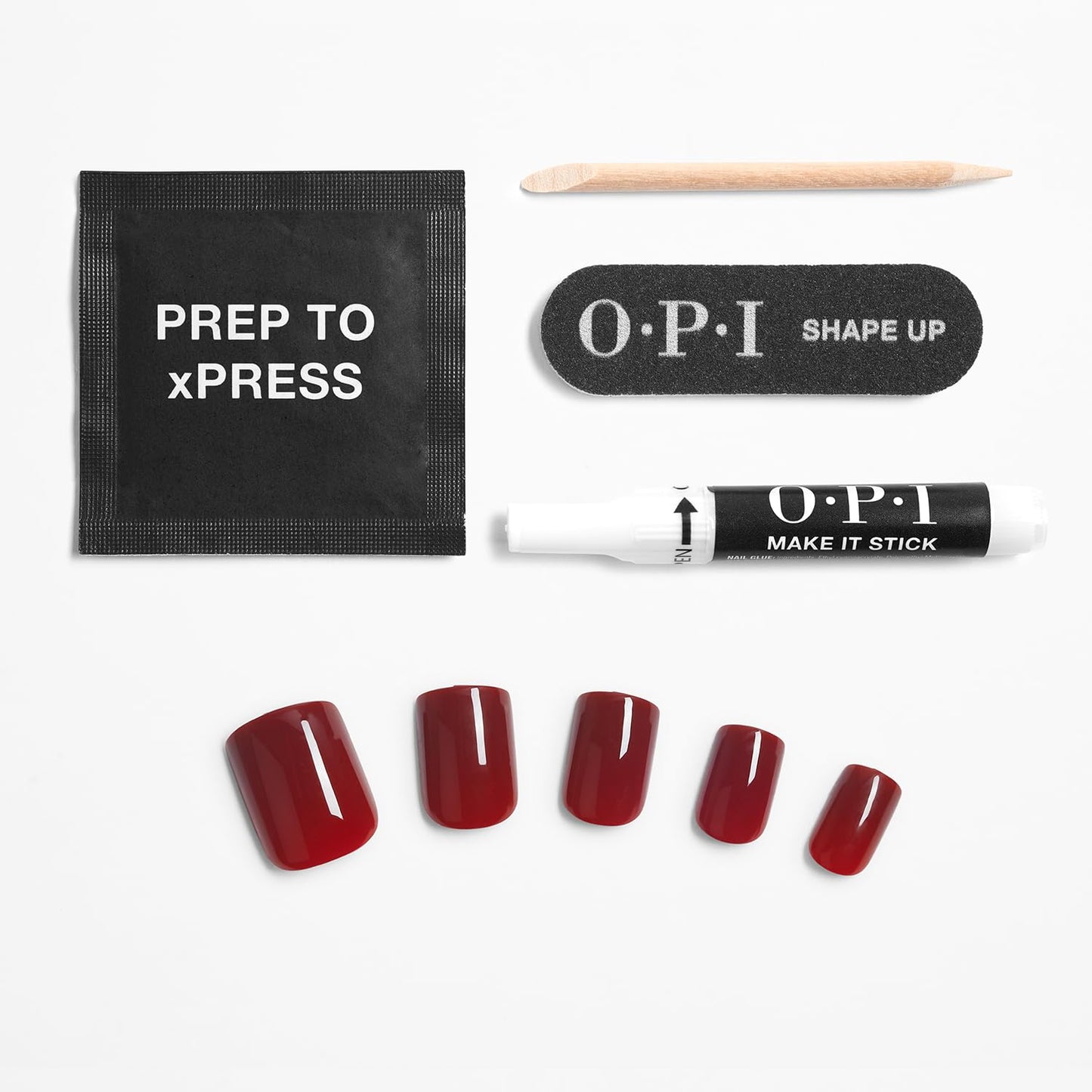 White Smoke OPI On Point Got The Blues for Red |Short Squoval Dark Red Press On Nails | 30 Count with Nail Glue | Long Lasting, Reusable, Non-damaging