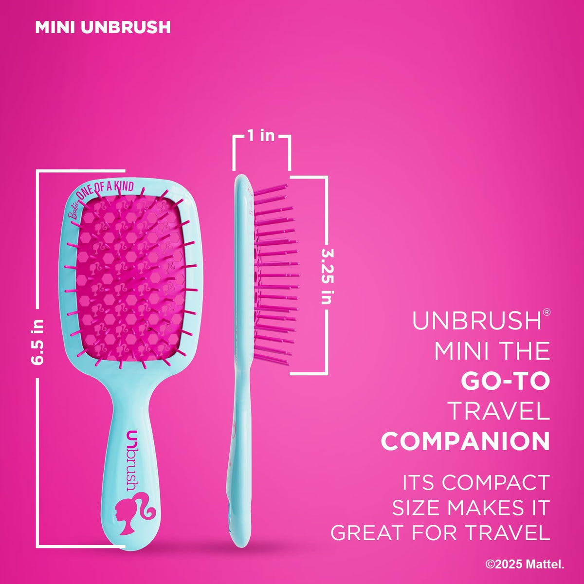 Hot Pink FHI Heat UNbrush Barbie Detangling Brush Duo - One of a Kind - Blue