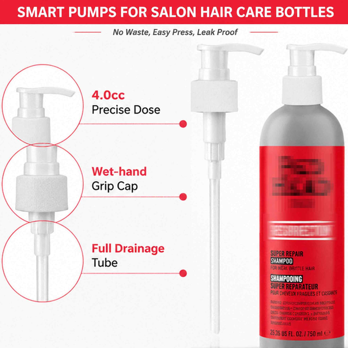 White Smoke Shampoo/Conditioner Pump Compatible with TIGI Bed Head 25.36 Fl Oz Bottles, Dispenser Liter Pump for Bed Head Shampoo and Conditioner, 2-Pack