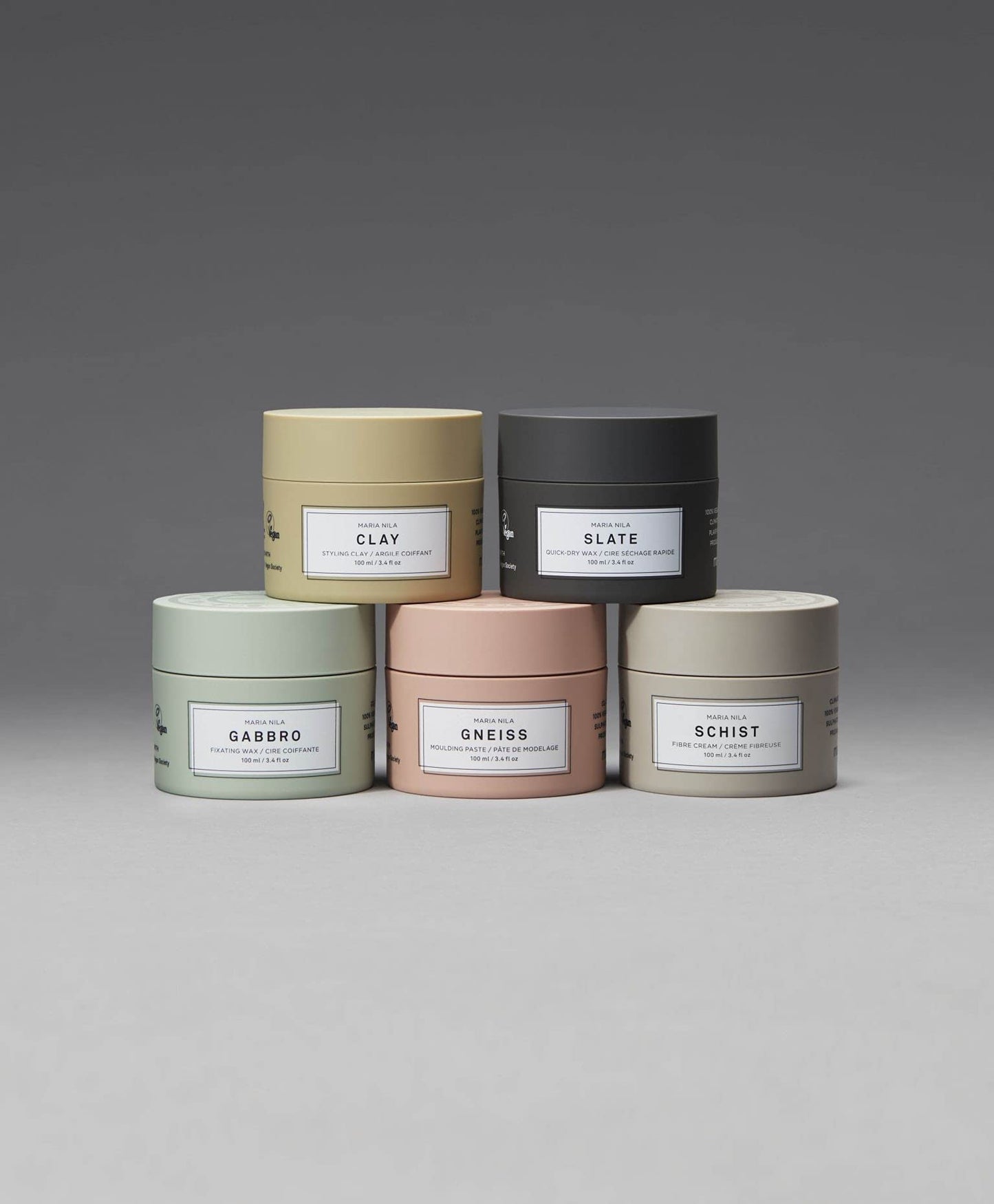 Gray Maria Nila Minerals Clay, 1.7 Fl Oz / 50 ml, Hold 3/5, For all Hairstyles, Defining Wax Gives Matte Texture, 100% Vegan & Sulfate/Paraben free