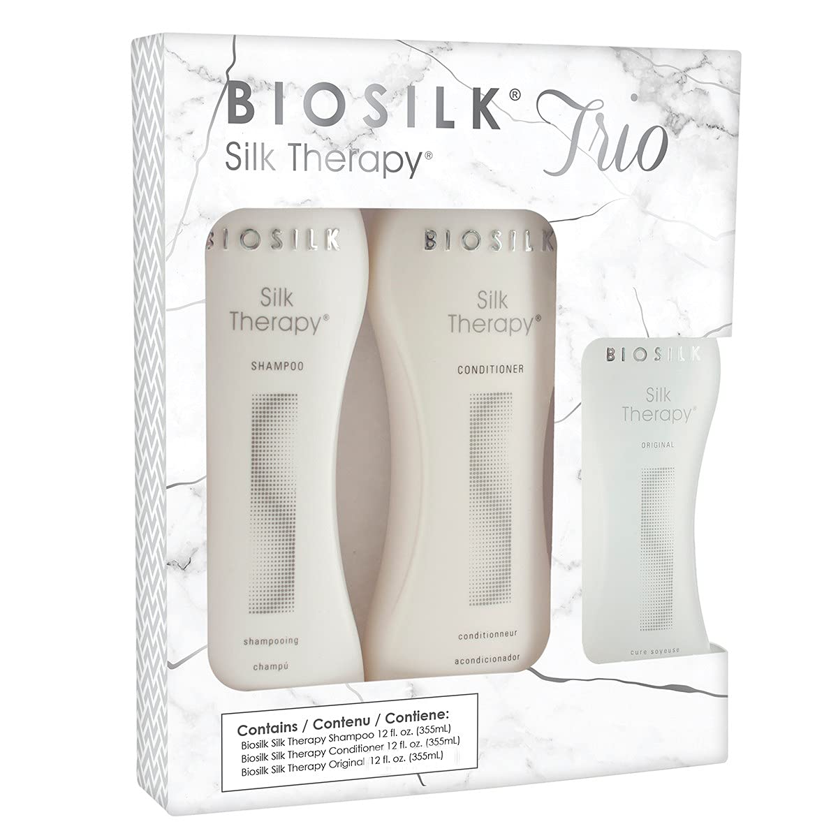 White Smoke BioSilk Silk Therapy Trio Kit: Shampoo, Conditioner, and Silk Treatment - 36 fl oz