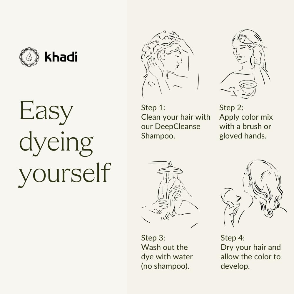 Seashell khadi BLACK Natural Hair Color - Colors your hair in a mysterious deep black, without a blue tint - 100% plant-based, natural & vegan - 3.5 oz