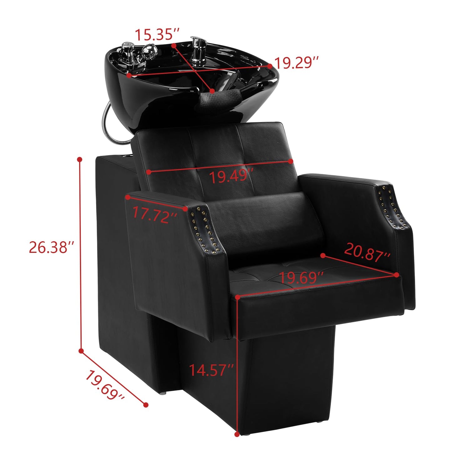 White Smoke Winado Shampoo Backwash Barber Chair with Large Ceramic Bowl, Adjustable Shampoo Bowl Sink Chair Station for Barbershop Beauty Spa Massage Hairdressing Equipment
