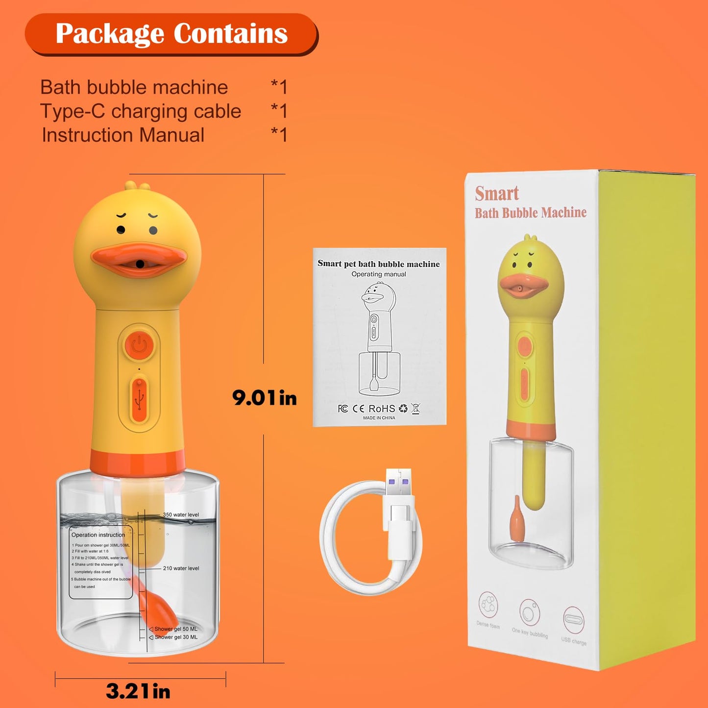 Coral Katoggy Electric Foaming Shampoo Dispenser for Dog and Cat Bathing, Rechargeable Soap Dispenser for Pet Bathing, Bathroom, Kitchen Sink, Toilet Cleaning