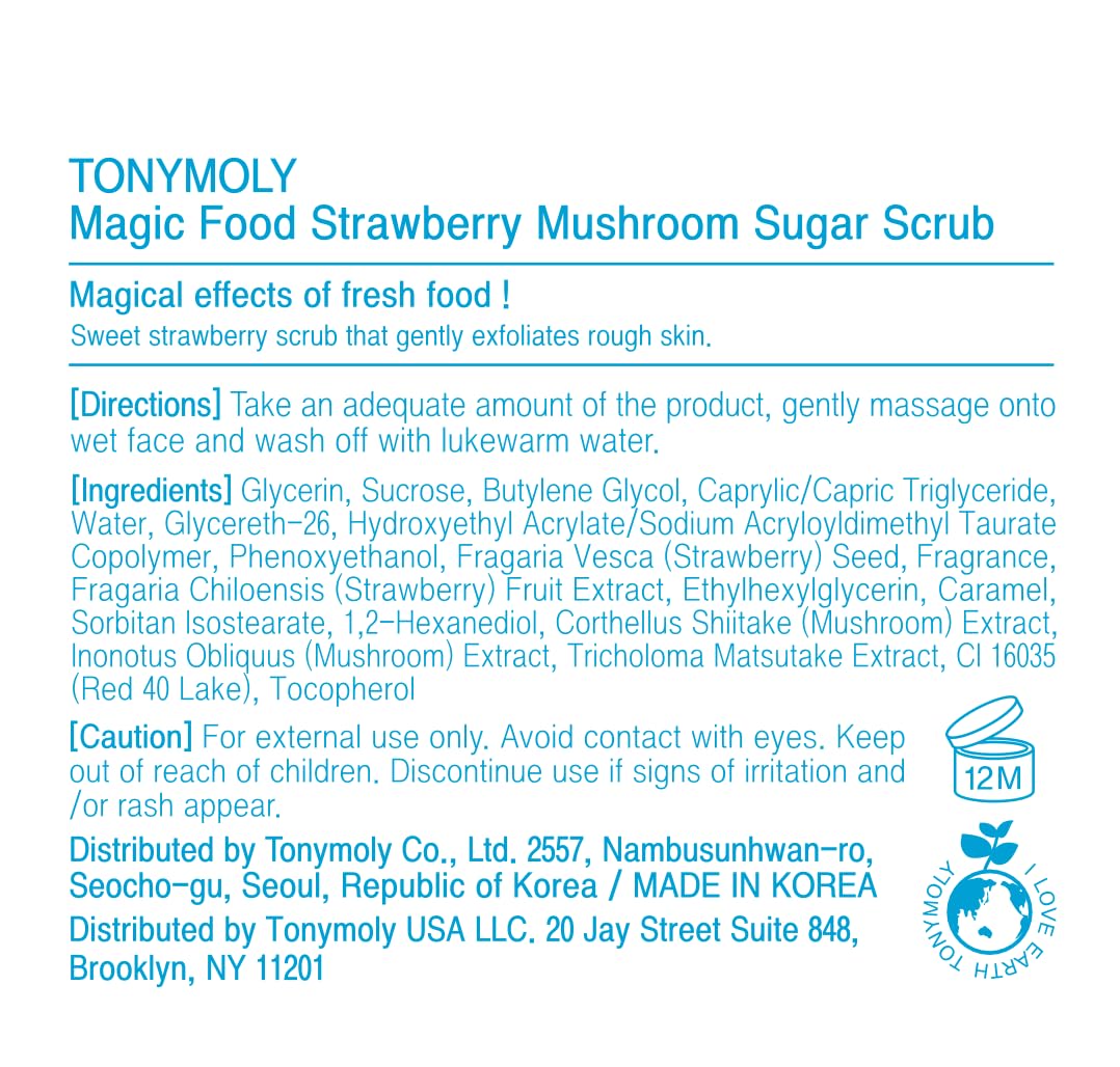 White Smoke TONYMOLY Strawberry Mushroom Sugar Scrub - Vitamin C, Antioxidant