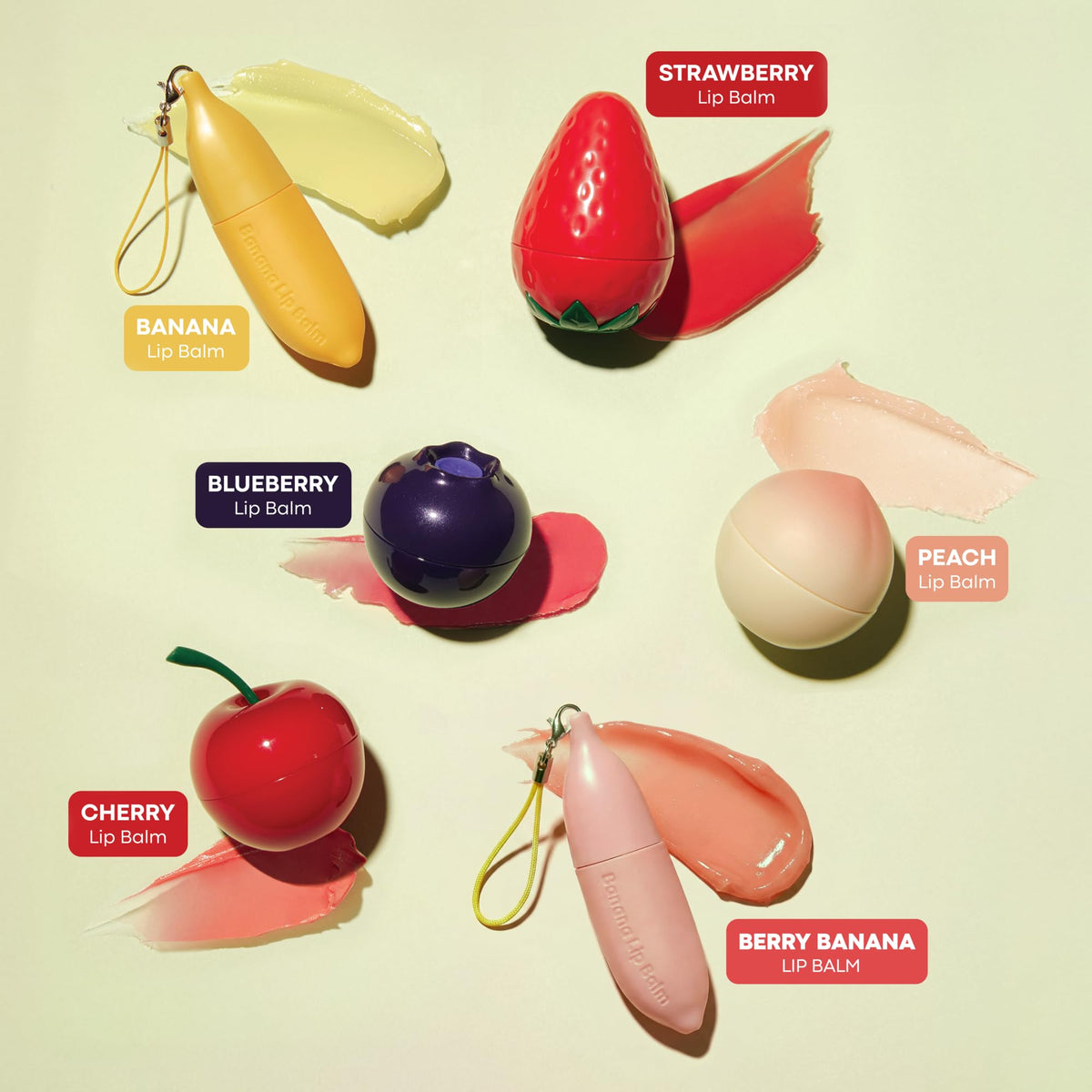 Antique White TONYMOLY Berry Banana Lip Balm - Sheer Pink Tint, Shea Butter Formula