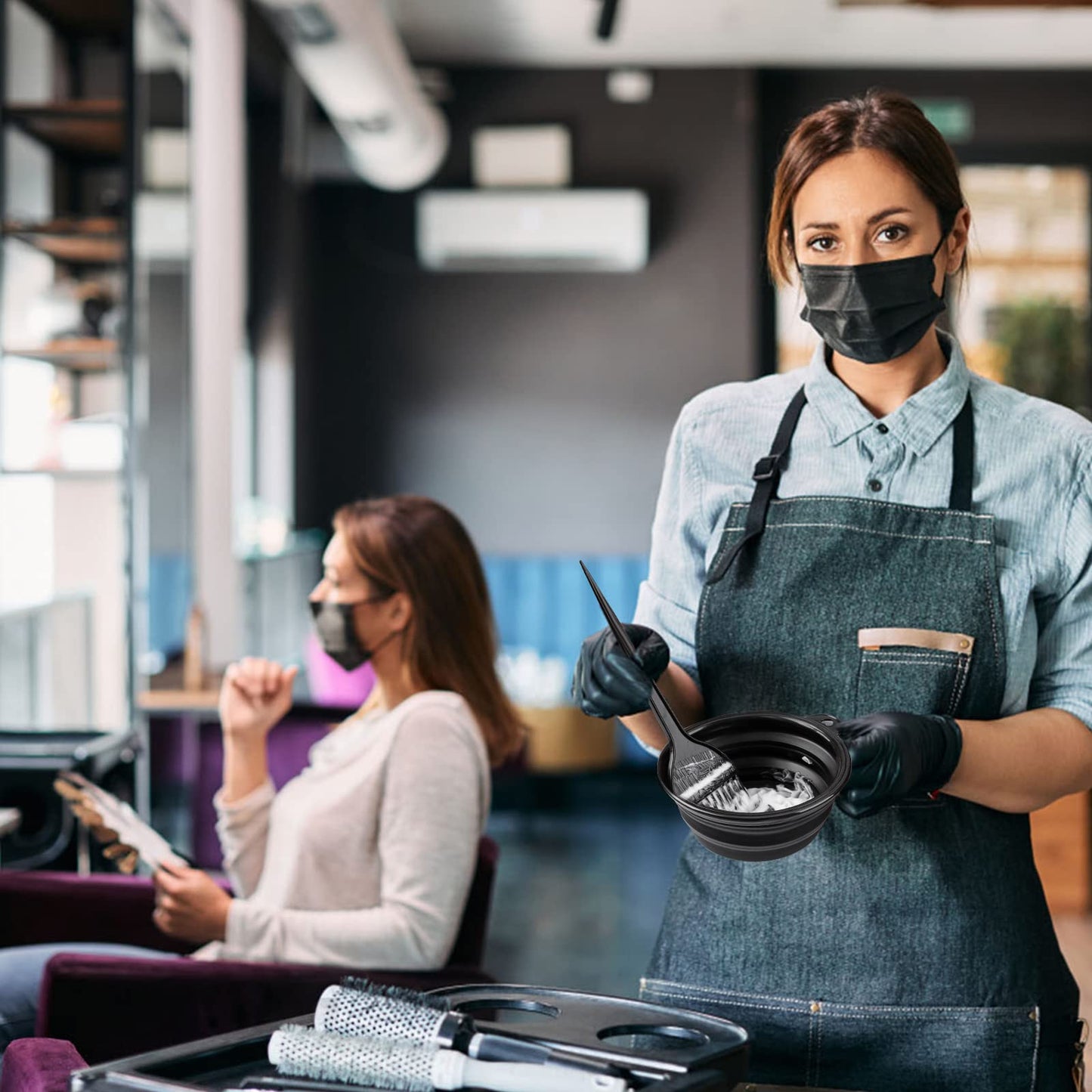 Black Xarchy 12 Pcs Hair Bleach Kit Professional Hair Coloring Products with Hair Dye Brush, Hair Color Bowl, Earmuffs, Hair Clips for Salon Hair Dye, Hair Color at Home, Hair Highlighting