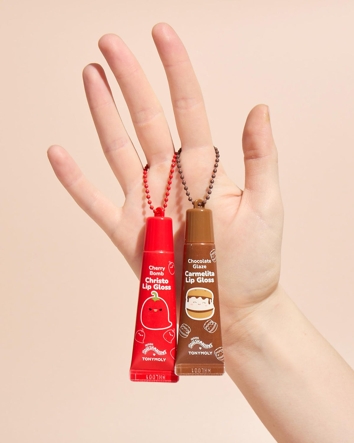 Bisque TONYMOLY x Squishmallows Cam Lip Gloss Keychain - Coconut Oil & Milk