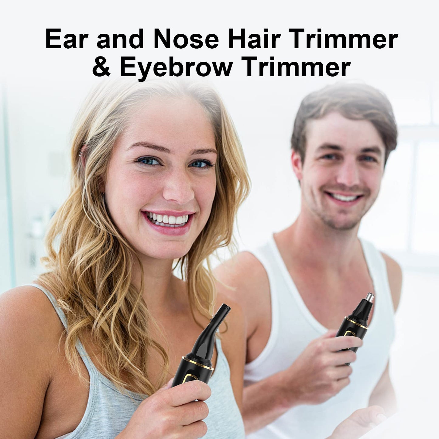 White Smoke XOOMRSCP Nose Hair Trimmers for Men,Rechargeable Hair Trimmer 2 in 1 Painless Multifunctional Ear and Nose Hair Trimmer with IPX7 Waterproof Dual Edge Blades (Black)