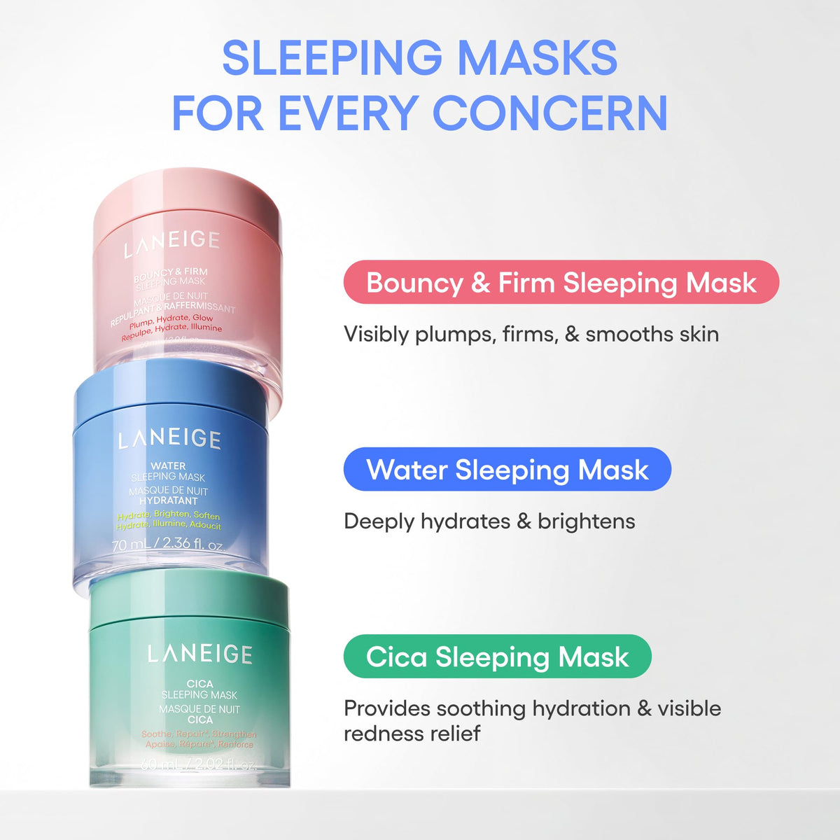 White Smoke LANEIGE Cica Sleeping Mask | Overnight Korean Face Mask