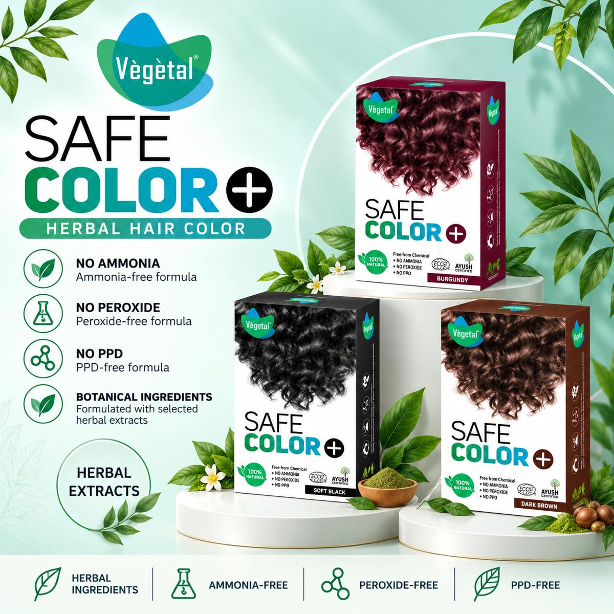 White Smoke Vegetal Safe Hair Color Soft Black 100gm (3.5 Oz) Safe and Natural Hair Dye