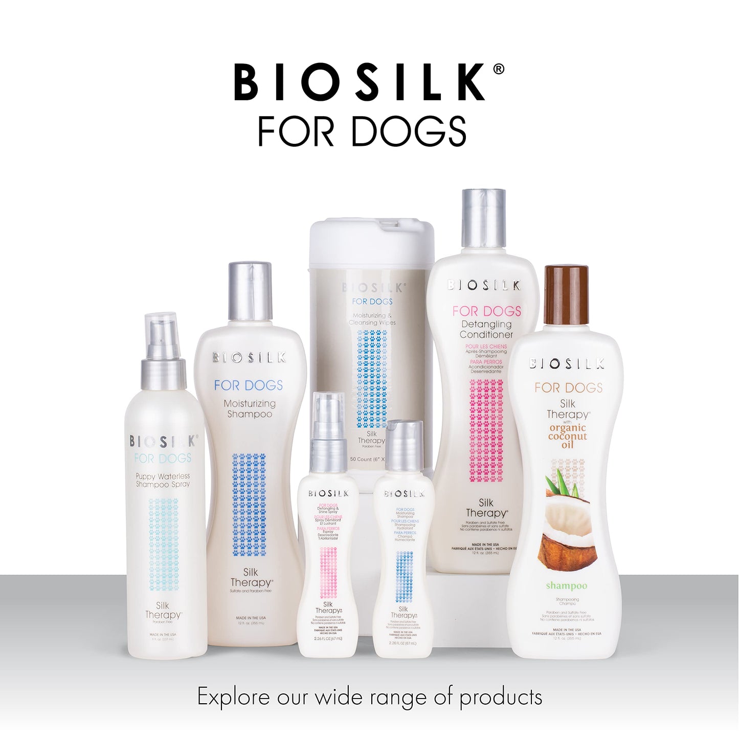 White Smoke BioSilk Silk Therapy Whitening Dog Shampoo, Brightening Pet Shampoo with Silk Protein for White and Light Colored Coats, Enhances Shine and Softness, pH Balanced Dog Wash, 12 Fl Oz