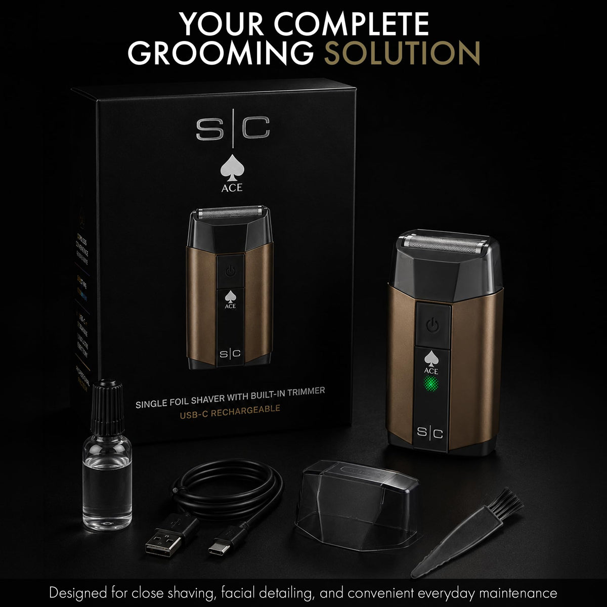 Black StyleCraft Ace Cordless Hair Clipper & Foil Shaver, Rotary Motor, USB-C