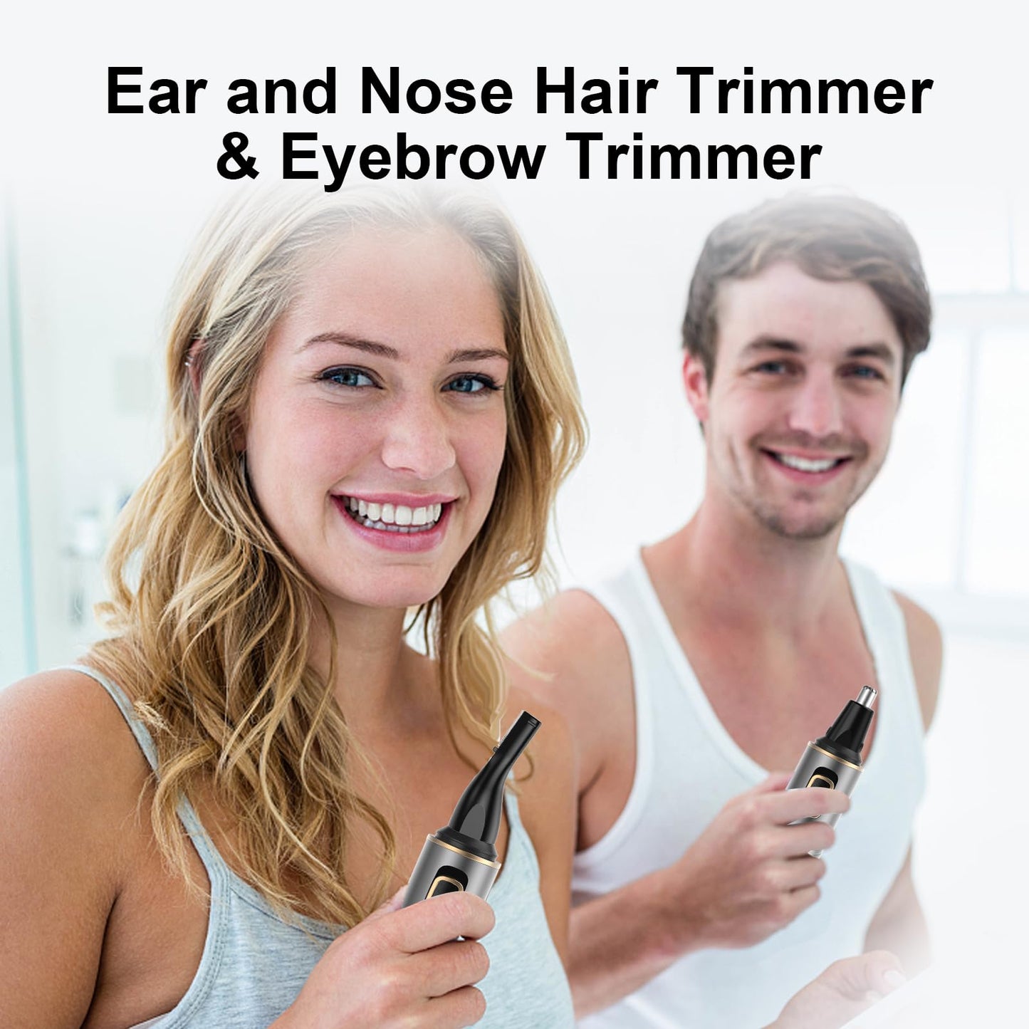 White Smoke XOOMRSCP Nose Hair Trimmers for Men,Rechargeable Hair Trimmer 2 in 1 Painless Multifunctional Ear and Nose Hair Trimmer with IPX7 Waterproof Dual Edge Blades (Grey)