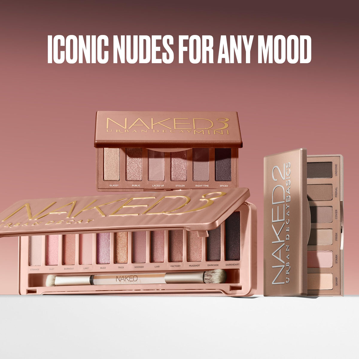 Lavender Urban Decay Naked3 Mini Eyeshadow Palette - 6 Rosy Pink Neutral Shadows