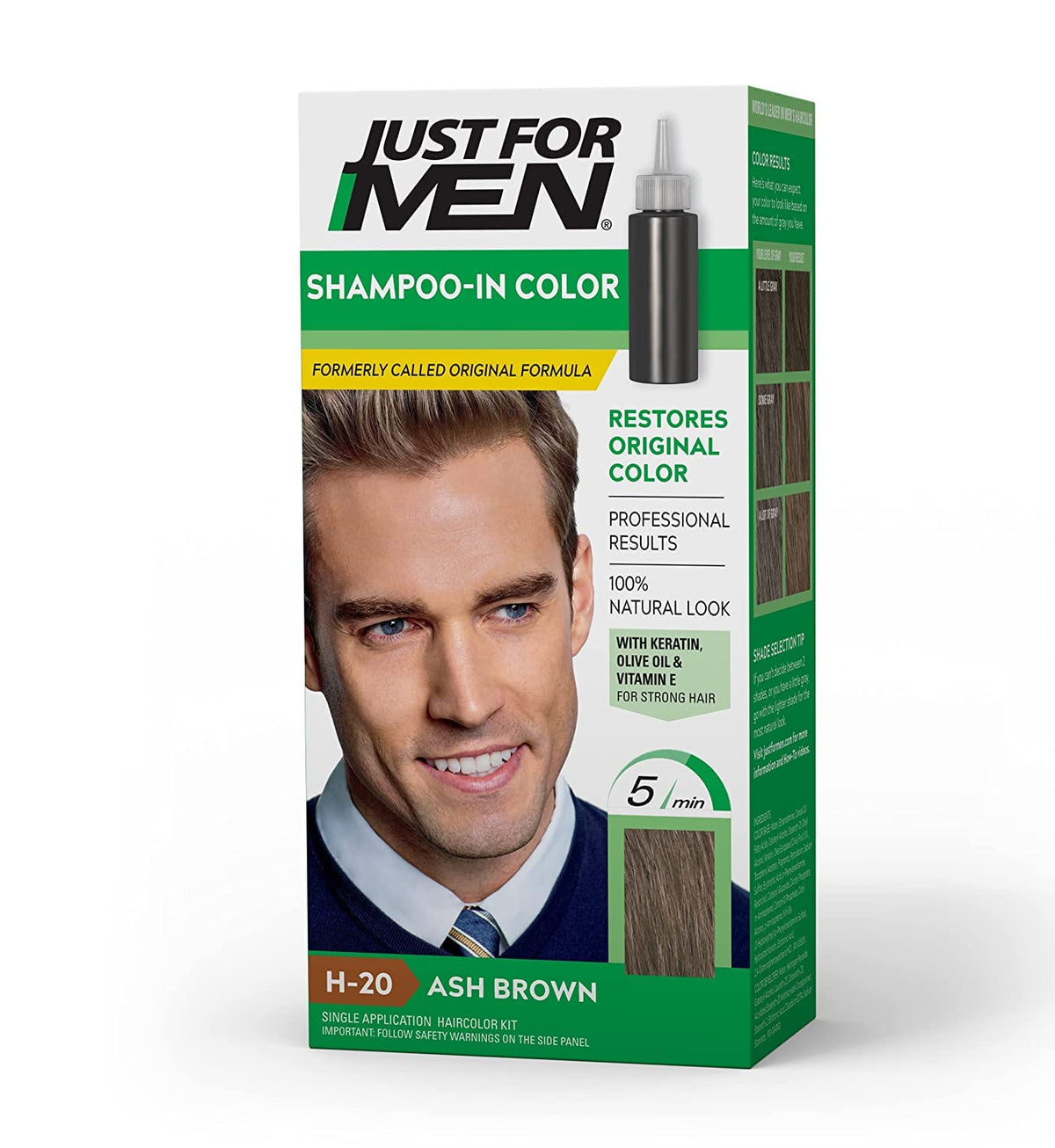 White Smoke JUST FOR MEN Hair Color H-20 Ash Brown 1 Each (Pack of 5)