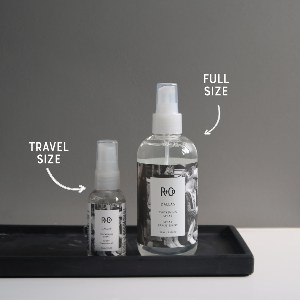 Dim Gray R+Co DALLAS Hair Thickening Spray, Dark Waves Scent